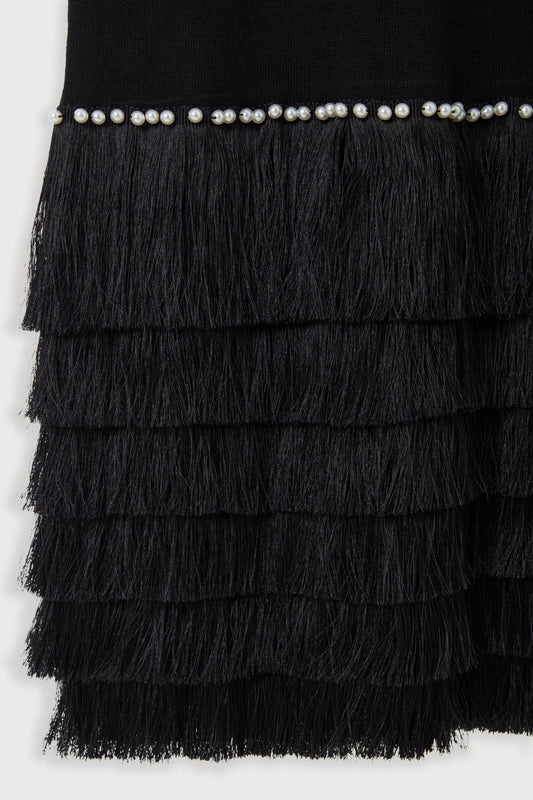 Knitted Fringe Detail Midi Dress