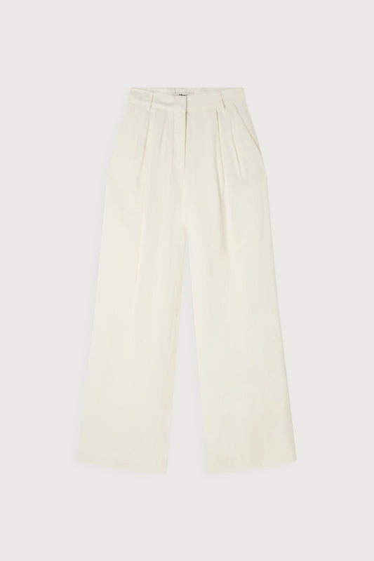 Linen Mix Wide Leg Trousers