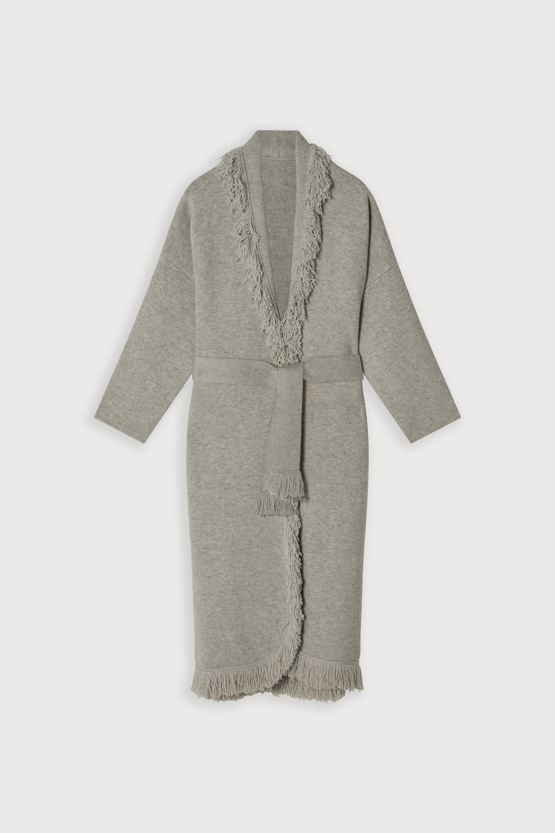 Long Line Wool Fringe Cardigan