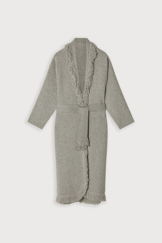 Long Line Wool Fringe Cardigan