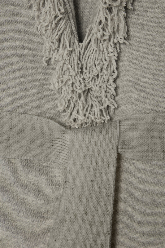 Long Line Wool Fringe Cardigan