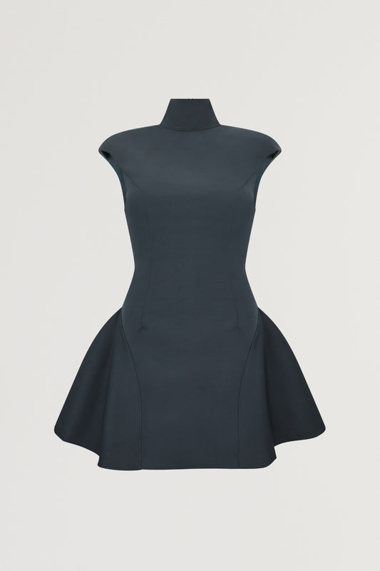 Satin High Neck Mini Dress