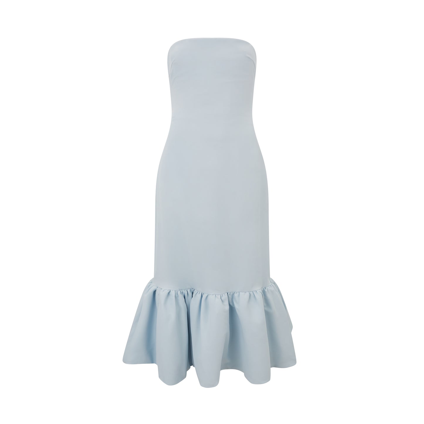 Strapless Peplum Hem Midi Dress