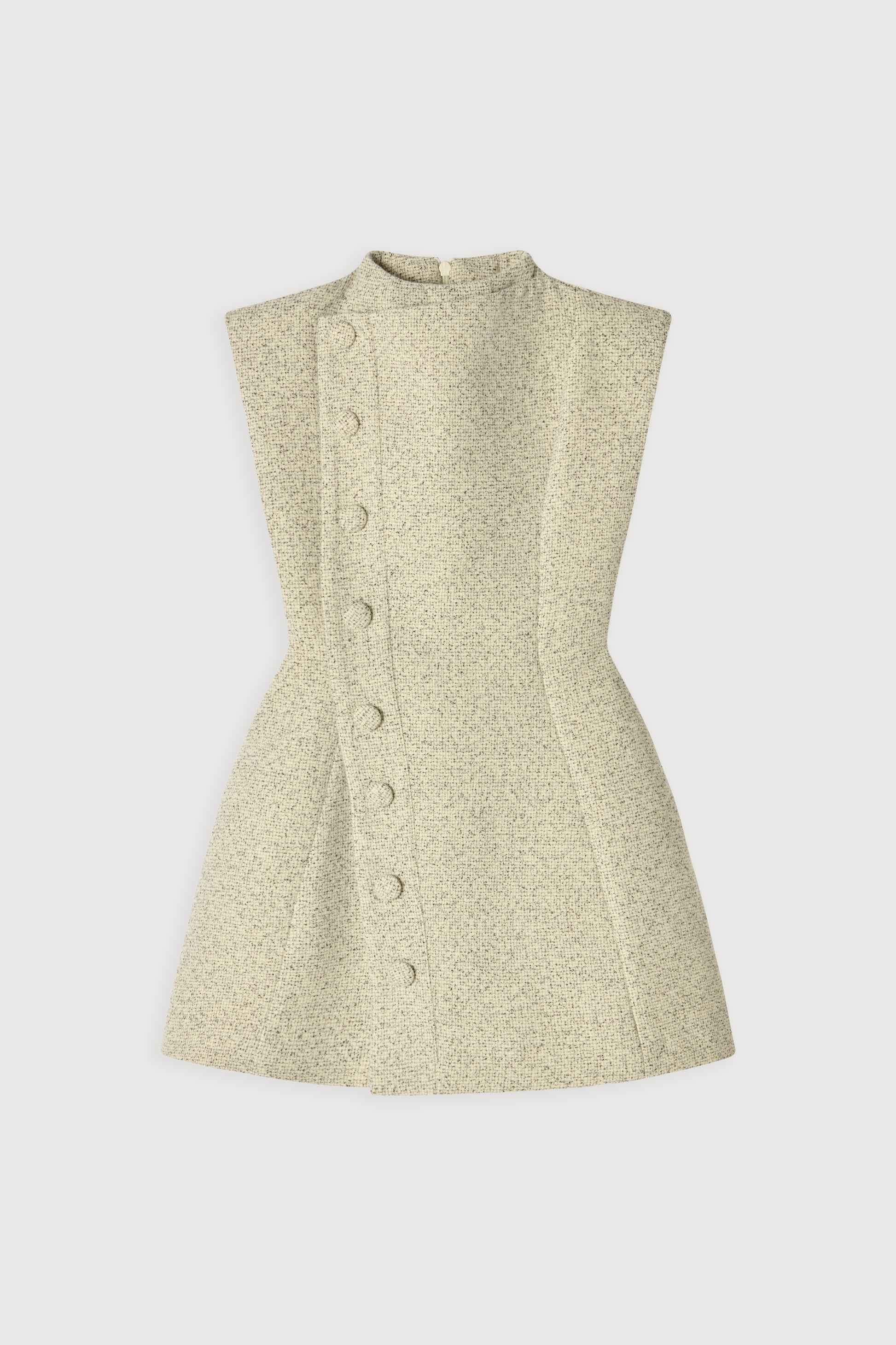 Tweed Button Detail Mini Dress
