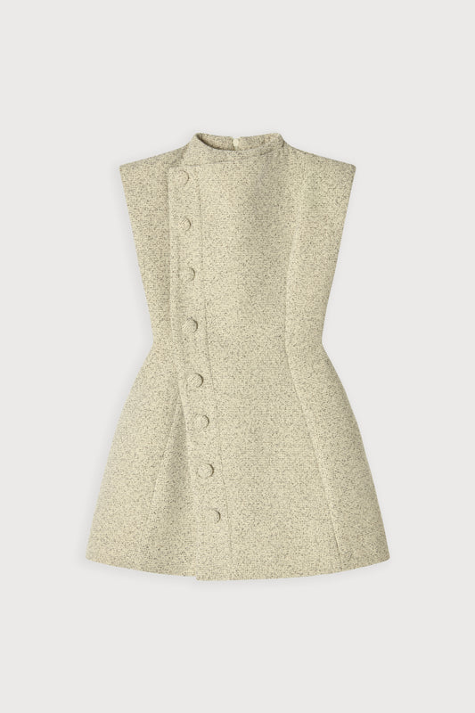 Tweed Button Detail Mini Dress