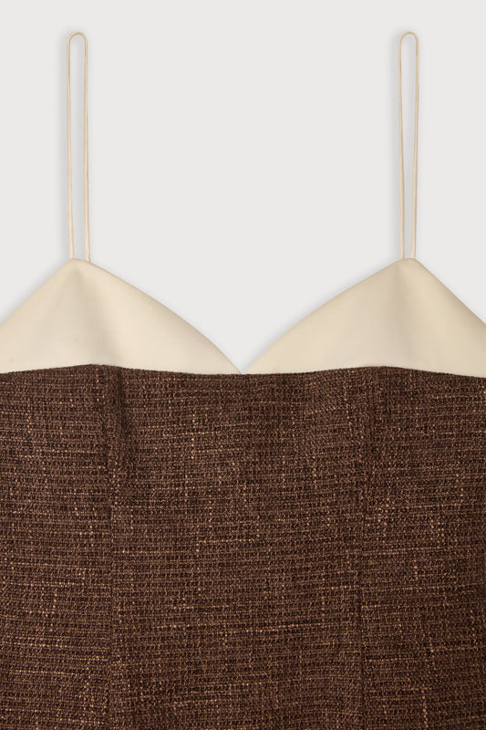 Tweed Contrast Detail Midi Dress