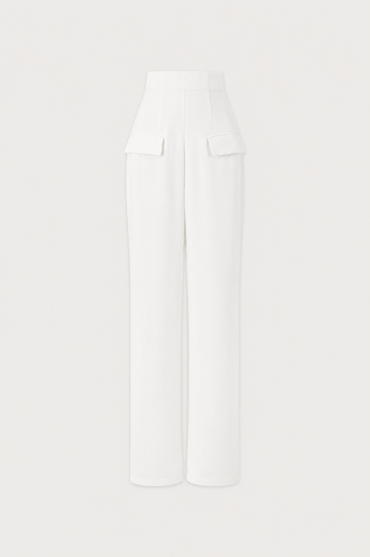 White pants on a light gray background