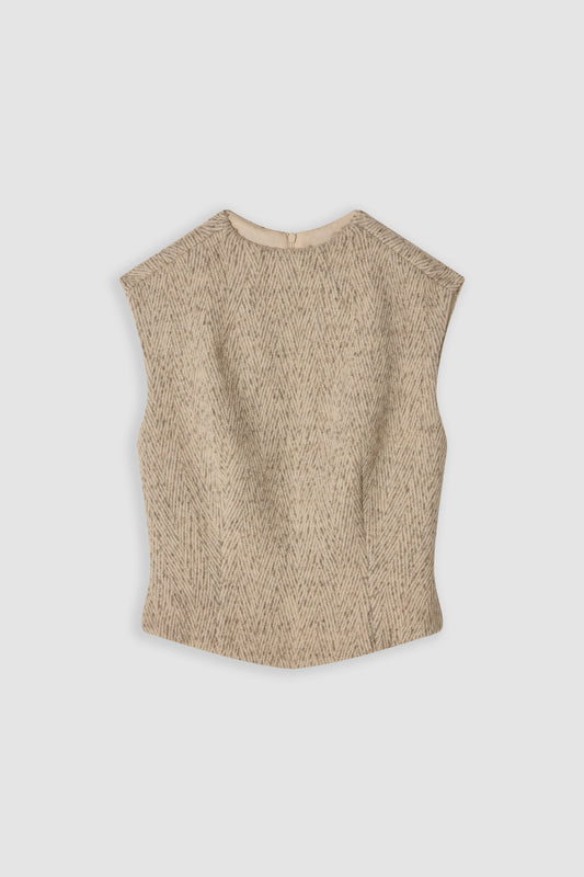 Wool Mix Tweed Sleeveless Top
