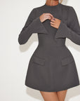 The Ultimate Muse Split Sleeve Mini Dress | Slate Grey