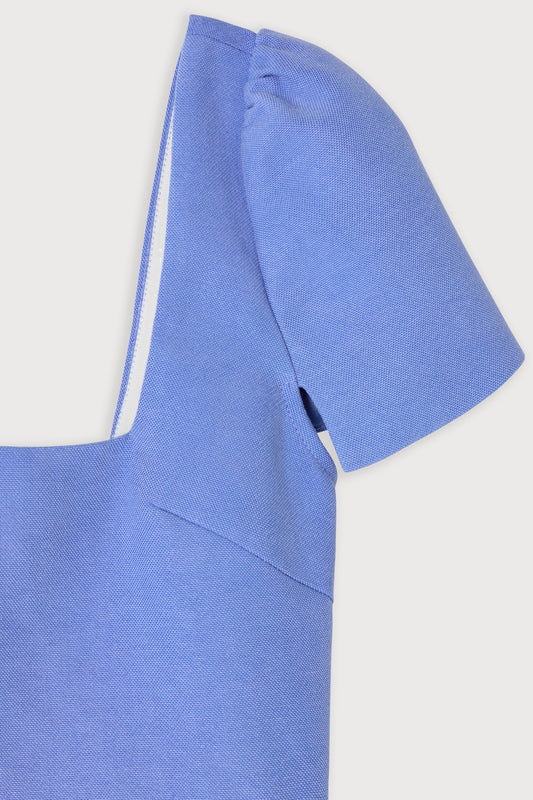 Linen Mix Square Neck Midi Dress
