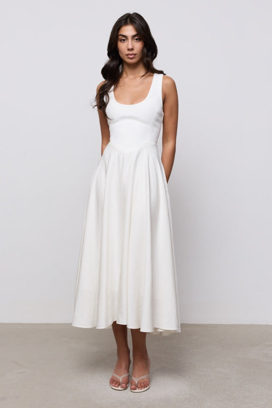 Linen Mix Midi Dress