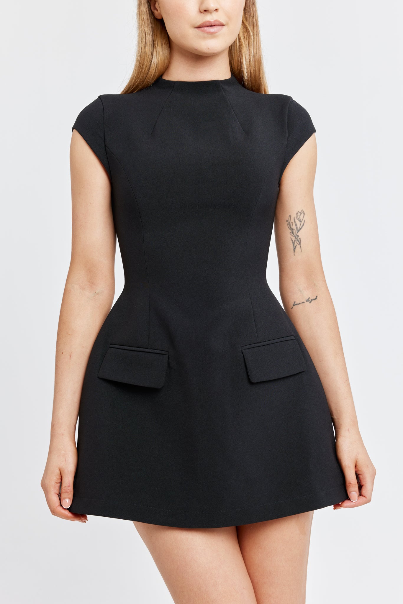 The Ultimate Muse Cap Sleeve Mini Dress | Black
