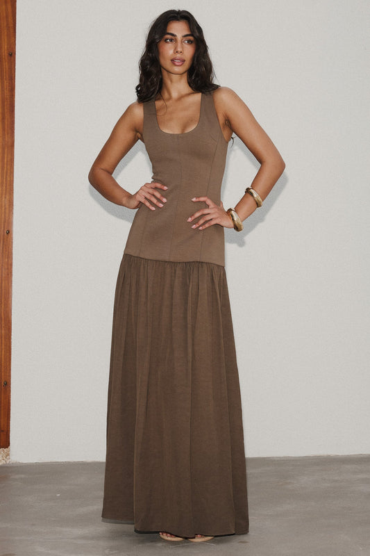 odd muse brown midi dress Volume Midi Dress Odd Muse