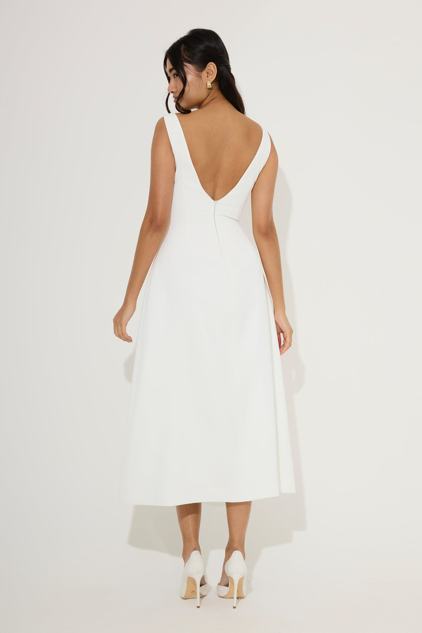 Straight Neck Midi Dress