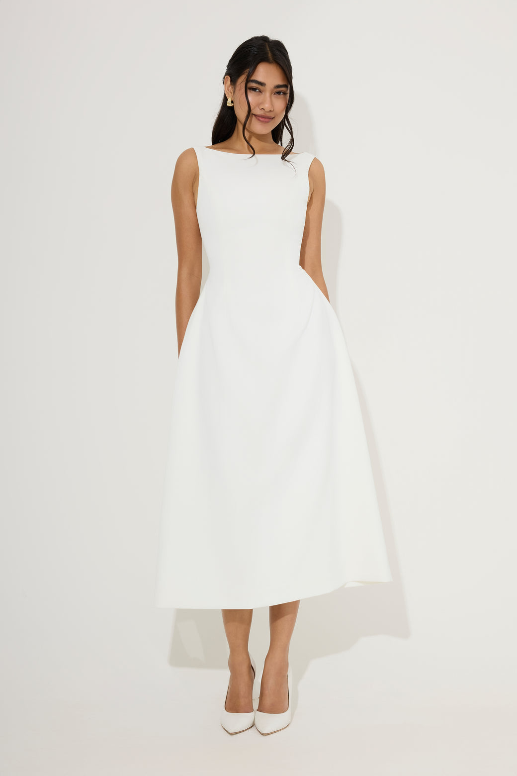 Straight Neck Midi Dress