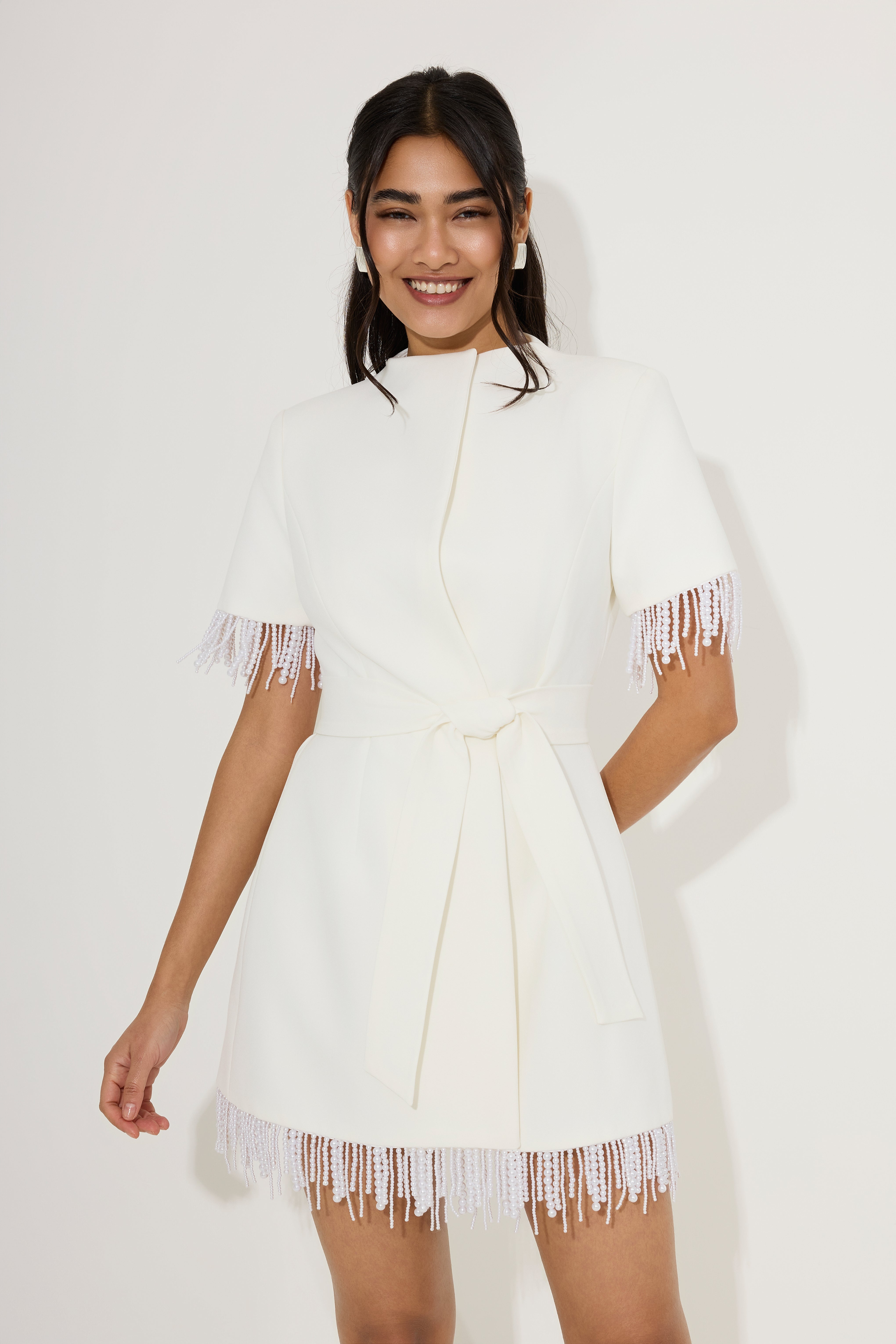 Pearl Trim Wrap Dress – Odd Muse