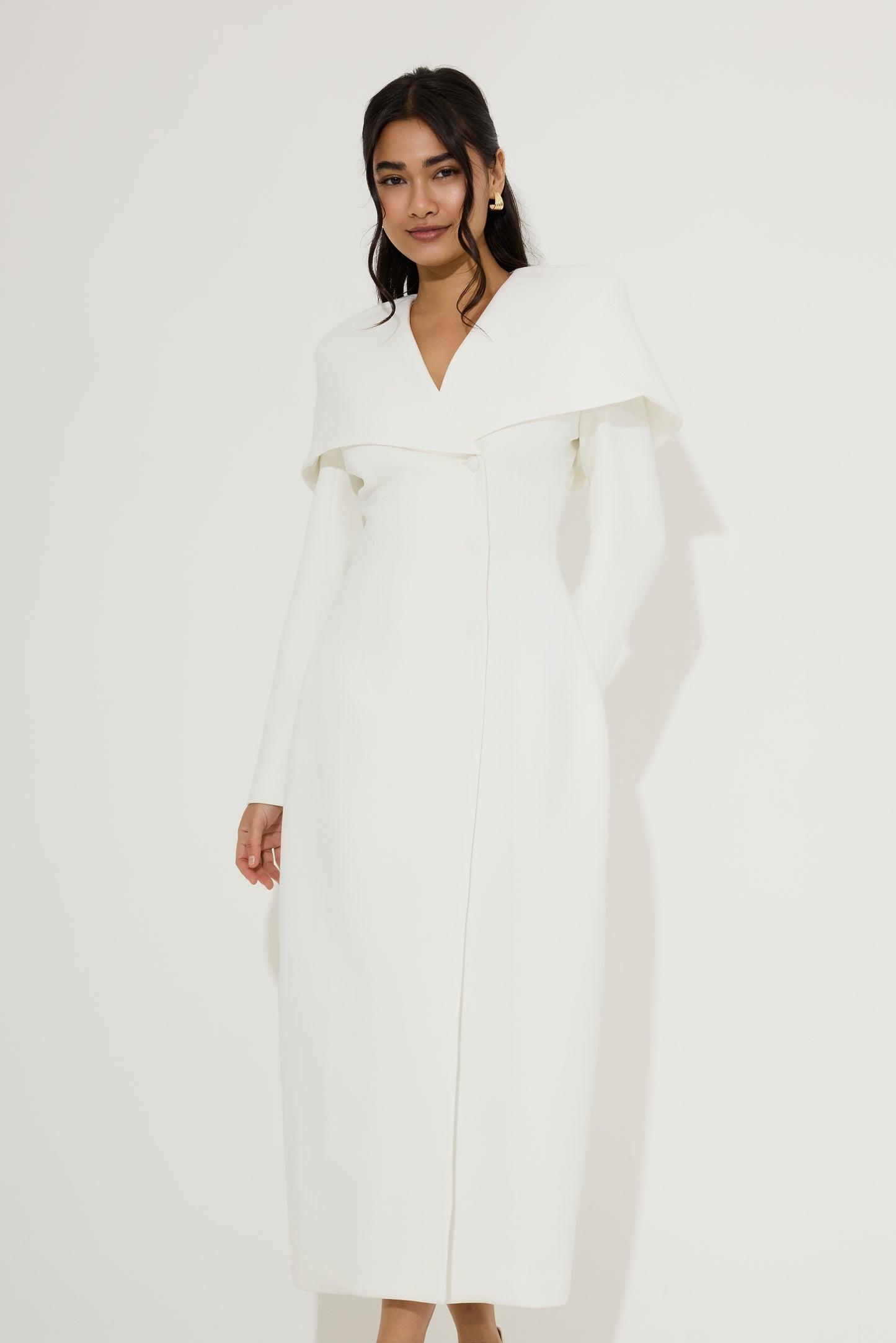 Statement Collar Midi Dress