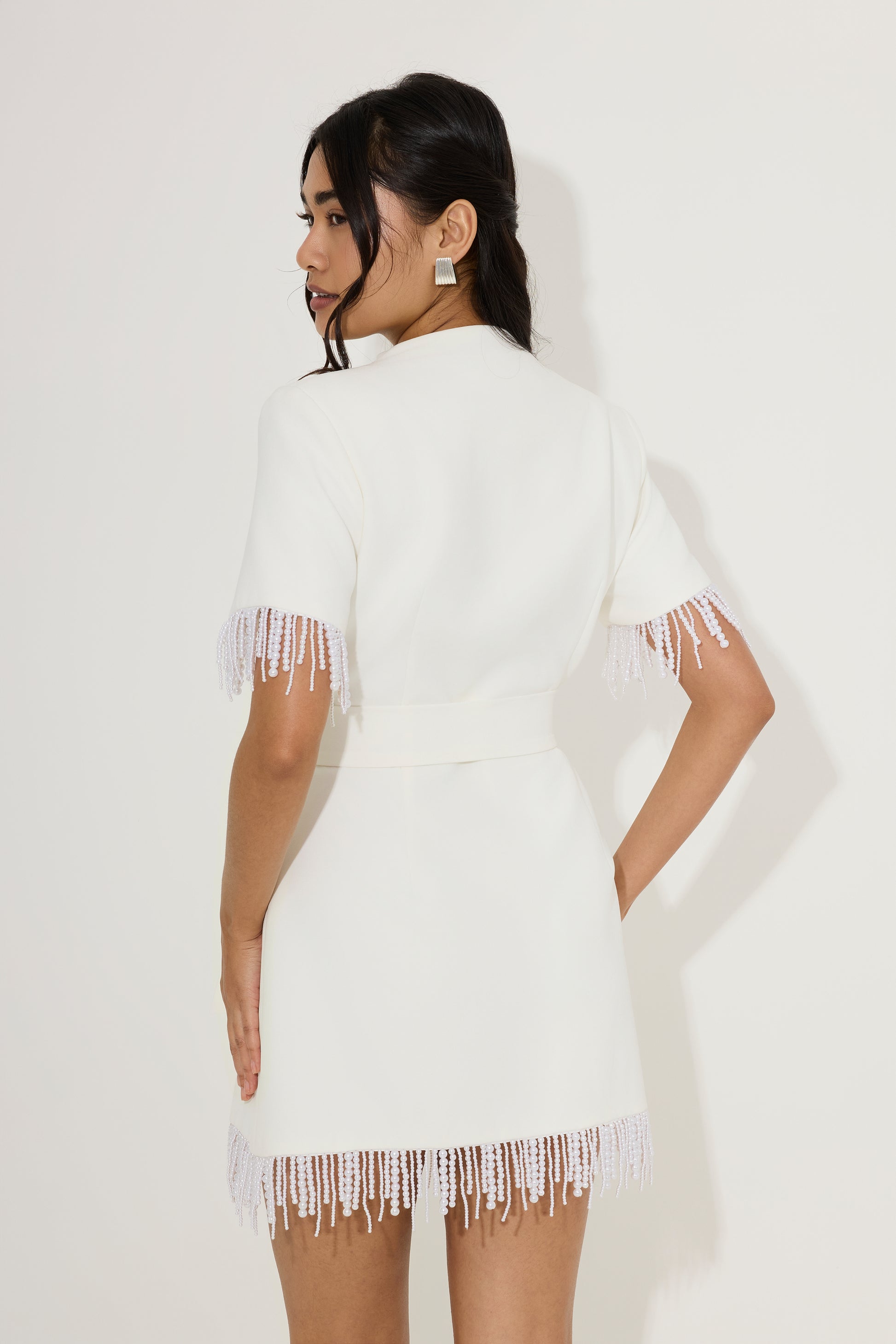 Pearl Trim Wrap Dress