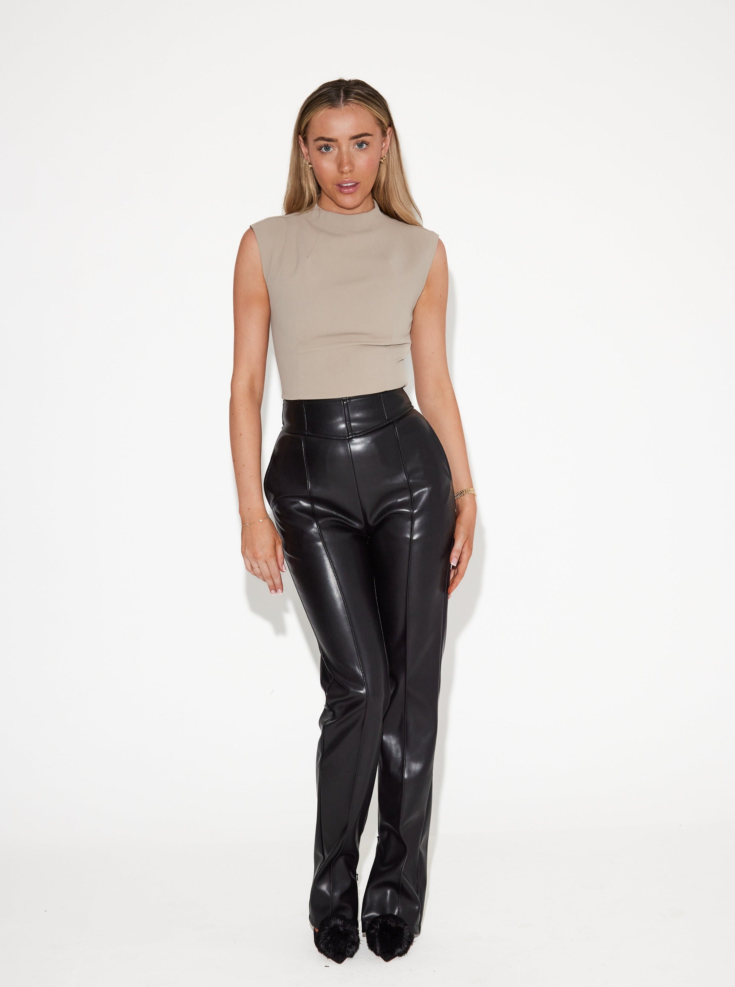 The Ultimate Muse Straight Leg Leather Trousers | Black