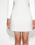 The Ultimate Muse Pearl Drop Long Sleeve Dress | White