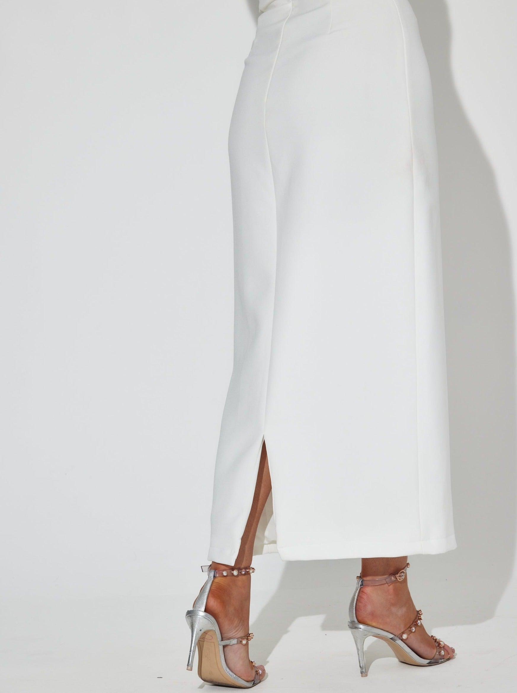 The Ultimate Muse Pearl Trim Midi Dress | White