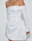 The Ultimate Muse Satin Bardot Mini Dress | White