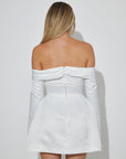 The Ultimate Muse Satin Bardot Mini Dress | White