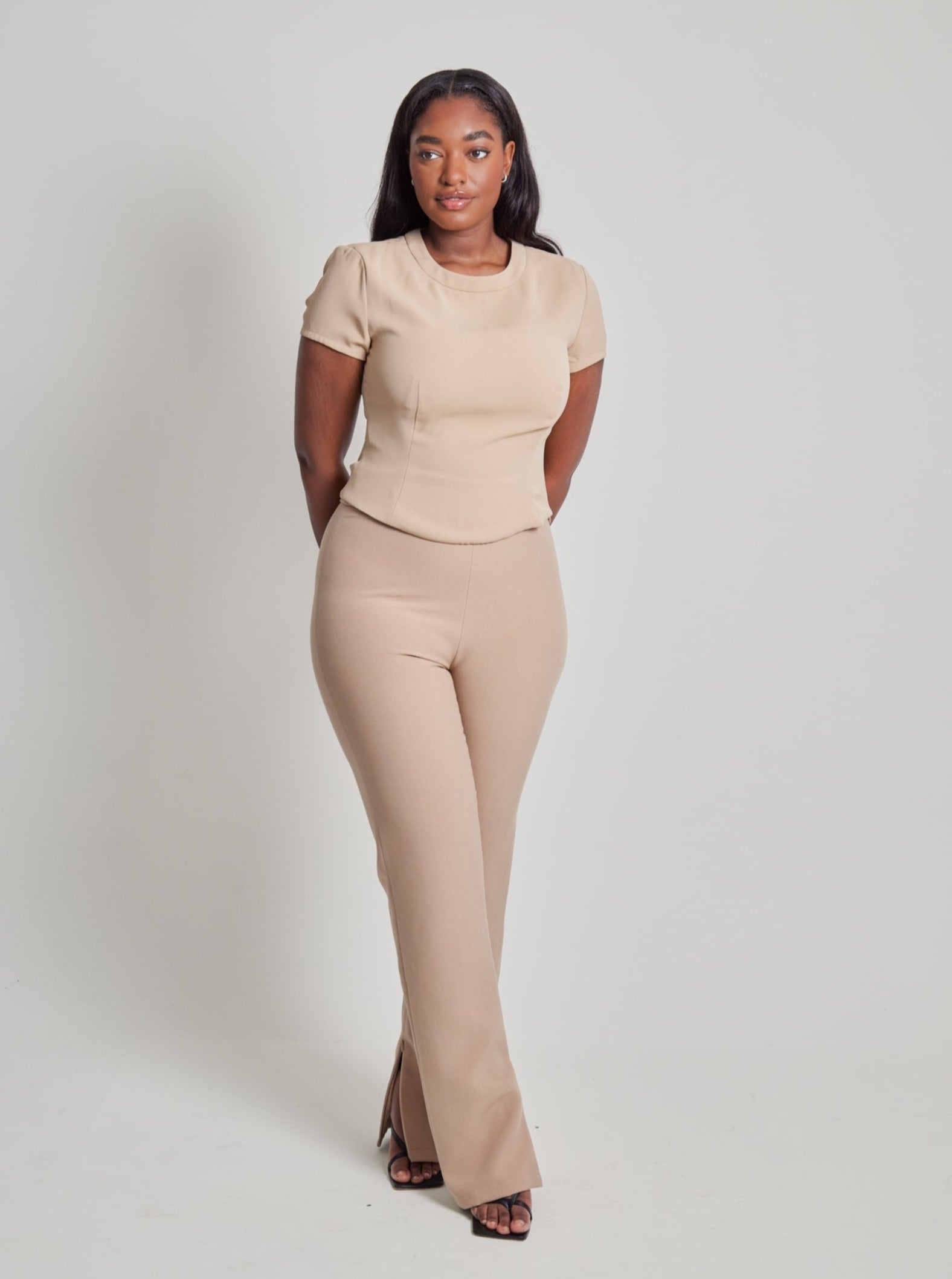 Tansy Pleated Twill Trousers - Camel – The Frankie Shop