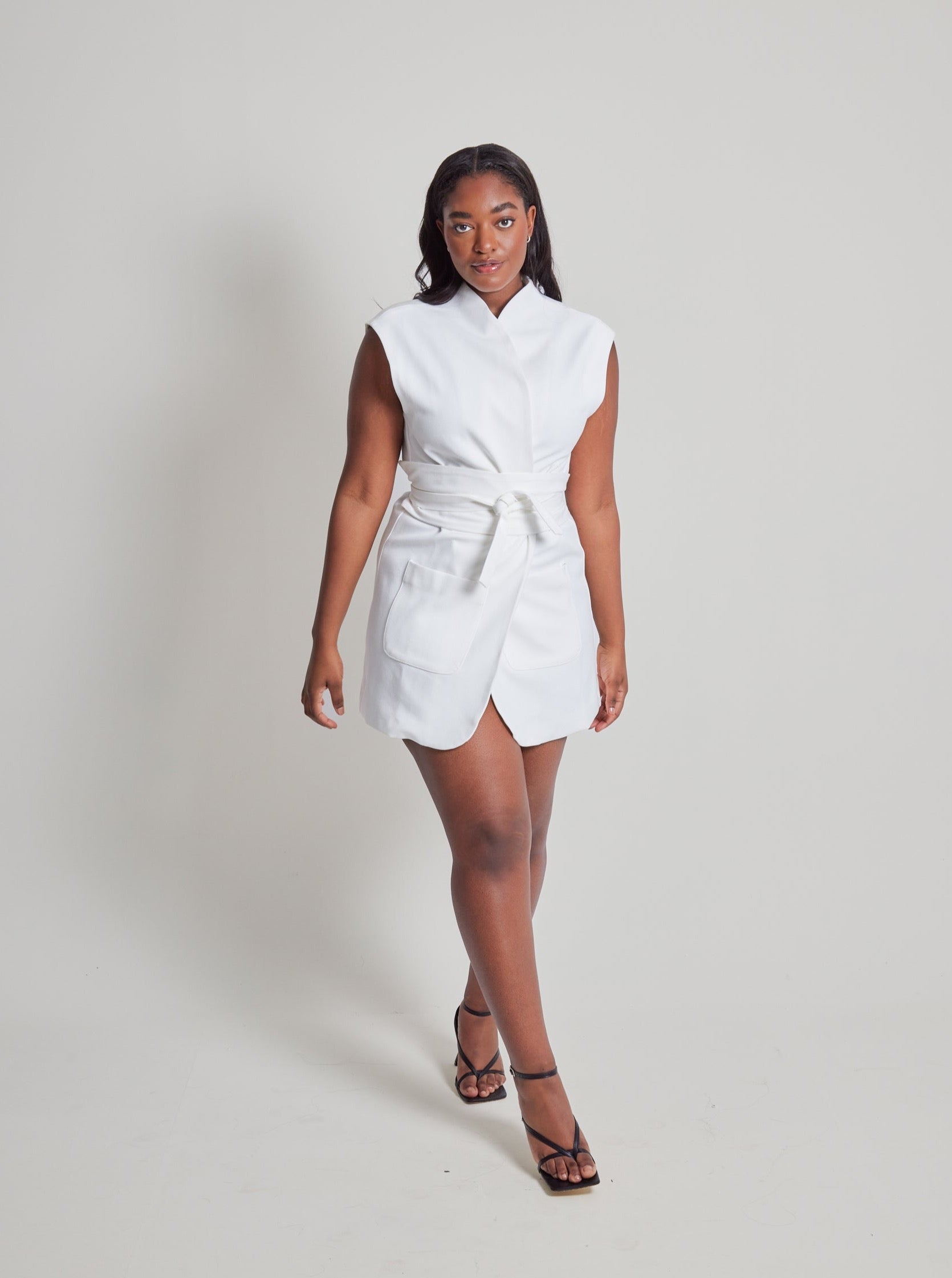 The Ultimate Muse Sleeveless Dress with additional belts | White