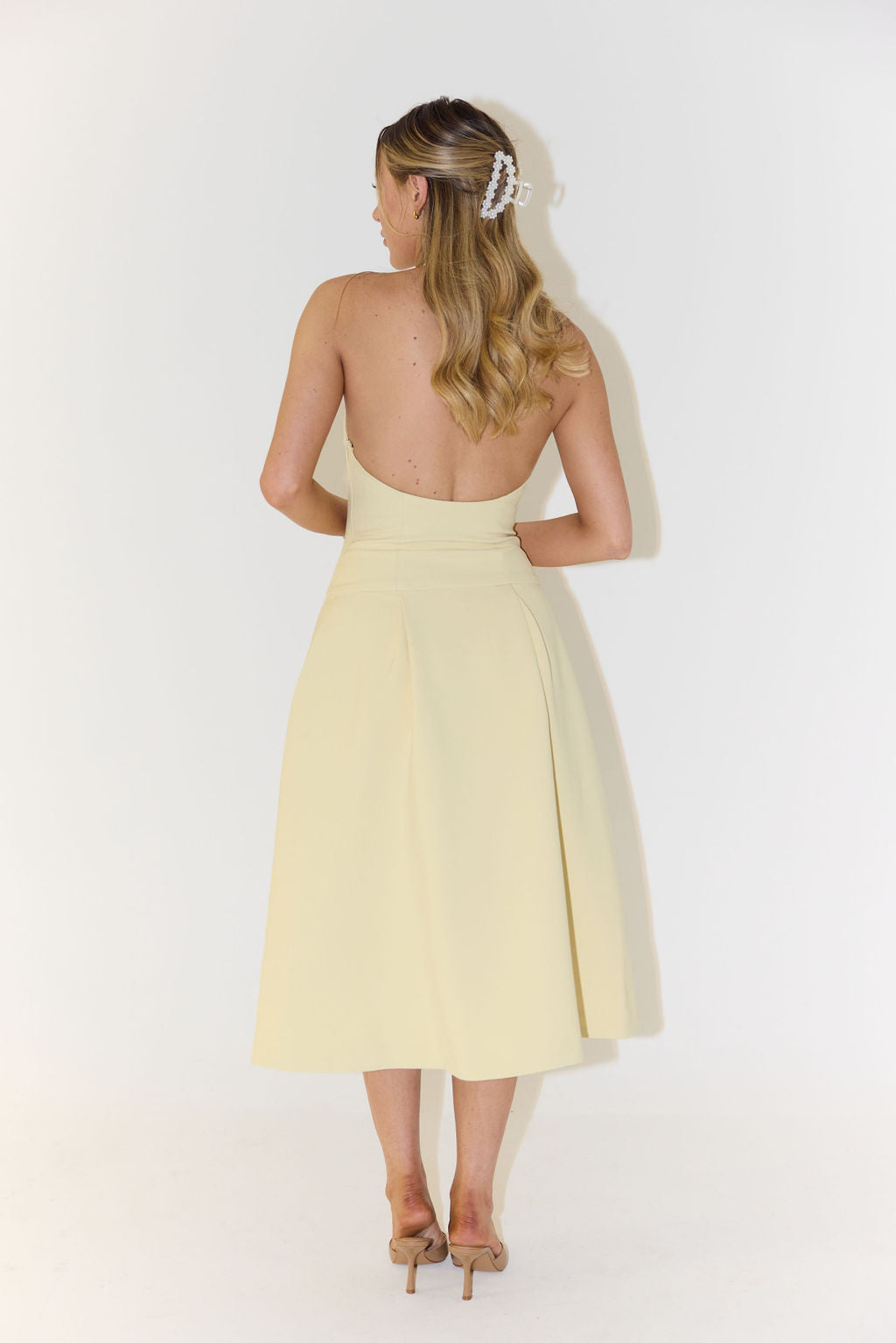 odd muse yellow halter dress ODD MUSE (yellow) halter drop hem midi