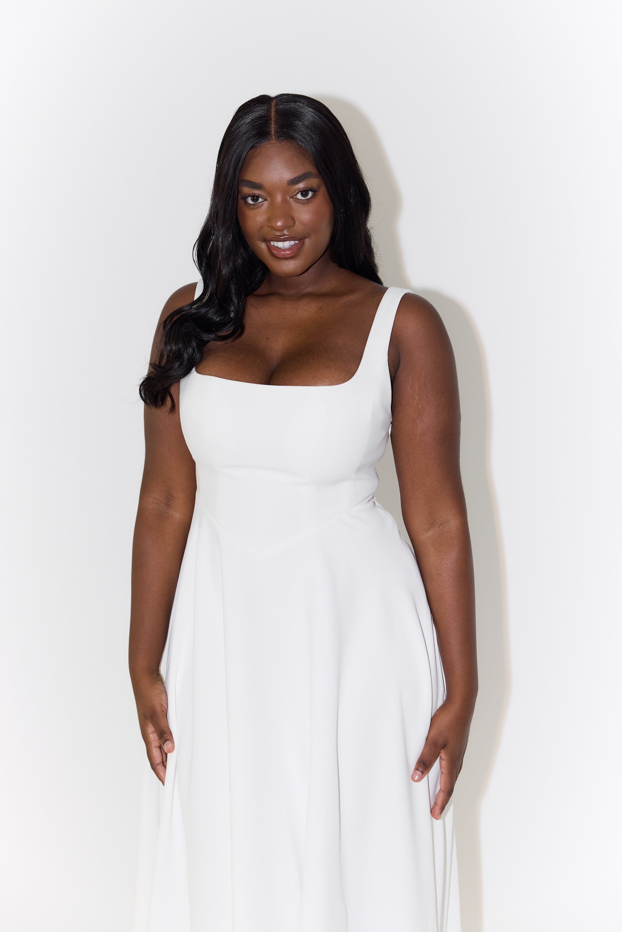 The Ultimate Muse High Waist Square Neck Midi Dress