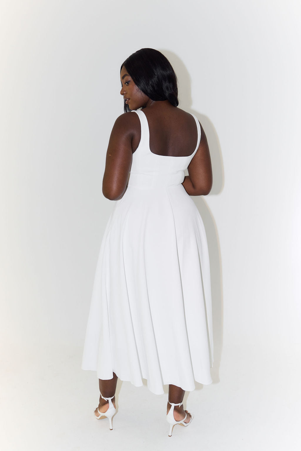 The Ultimate Muse High Waist Square Neck Midi Dress