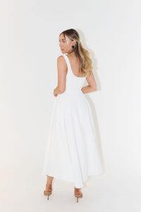 The Ultimate Muse High Waist Square Neck Midi Dress | White