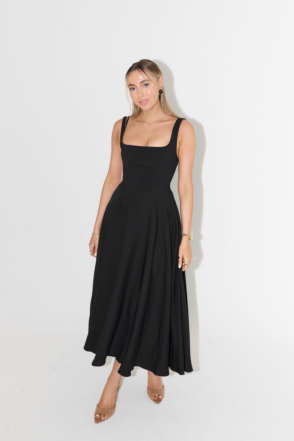 The Ultimate Muse High Waist Square Neck Midi Dress