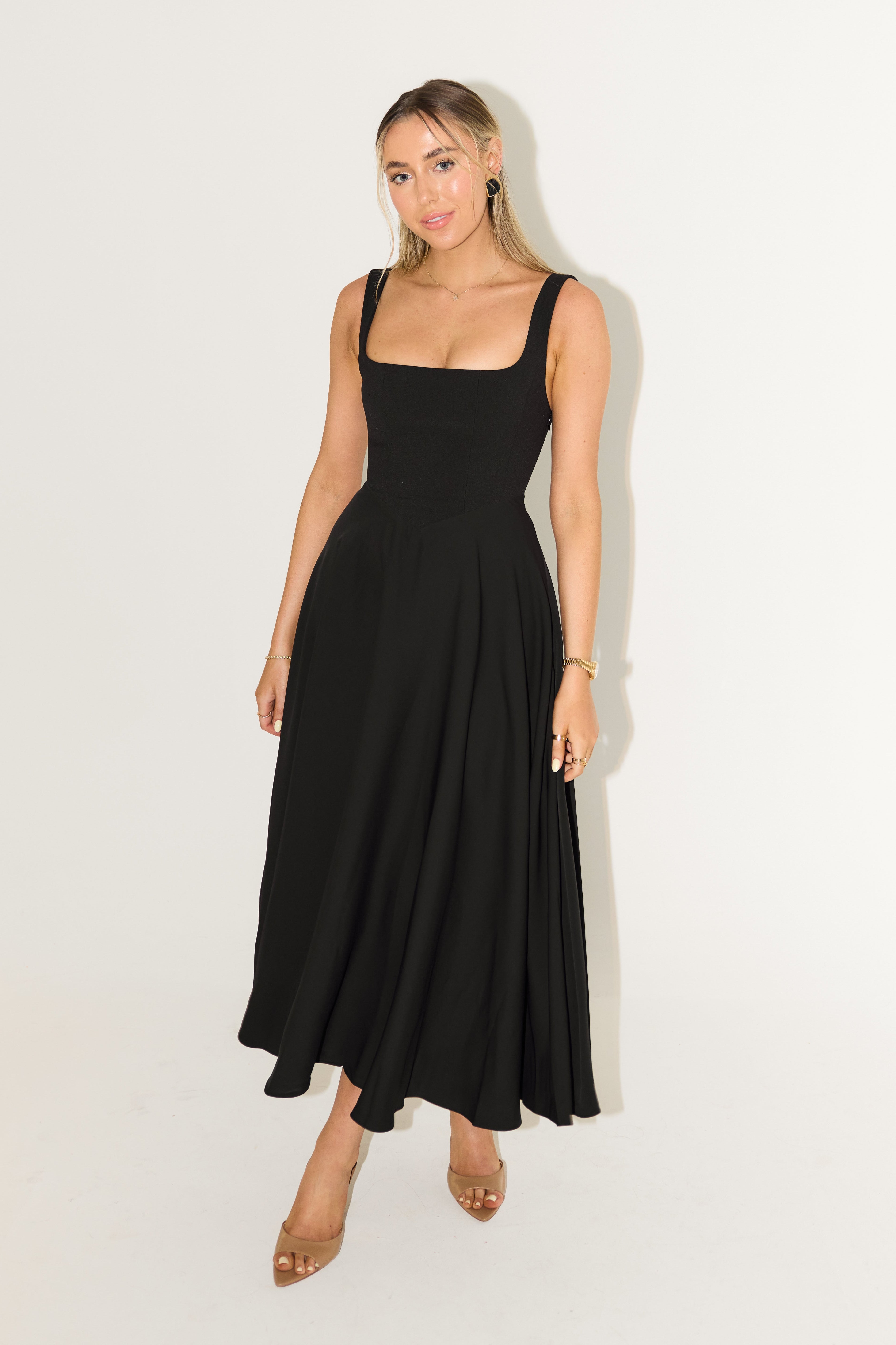 The Ultimate Muse High Waist Square Neck Midi Dress