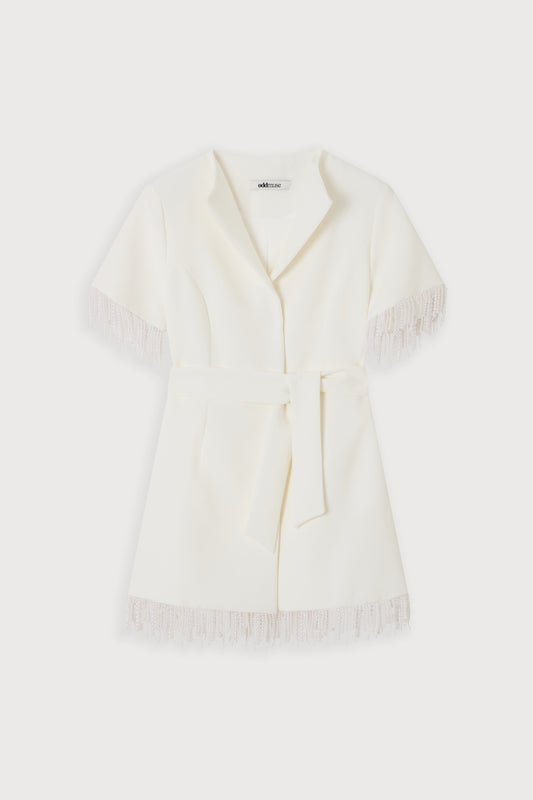 Pearl Trim Wrap Dress