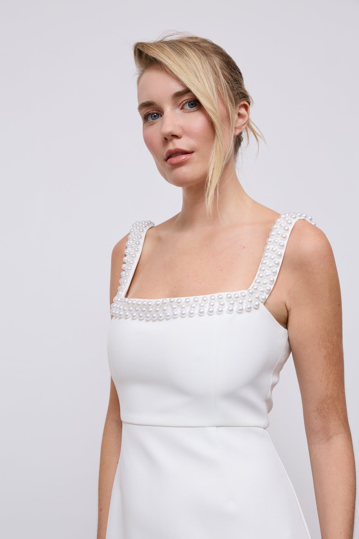 Pearl Trim Midi Dress