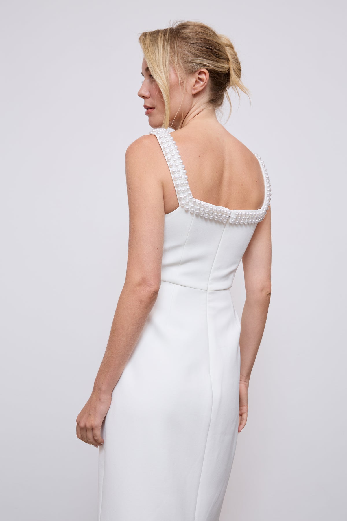 Pearl Trim Midi Dress