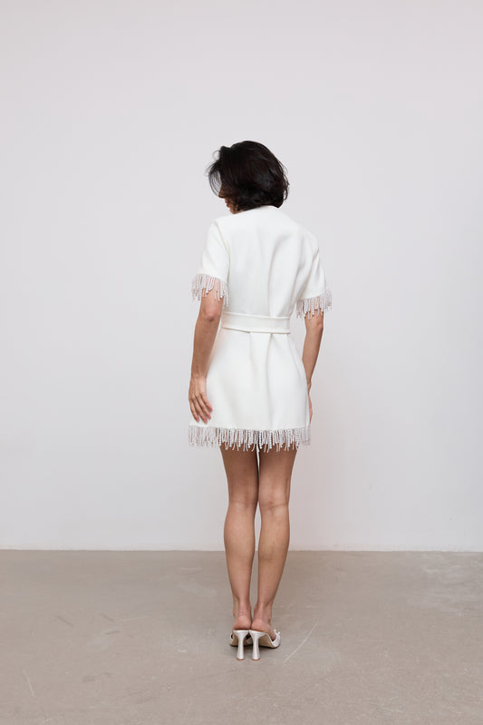 Pearl Trim Wrap Dress