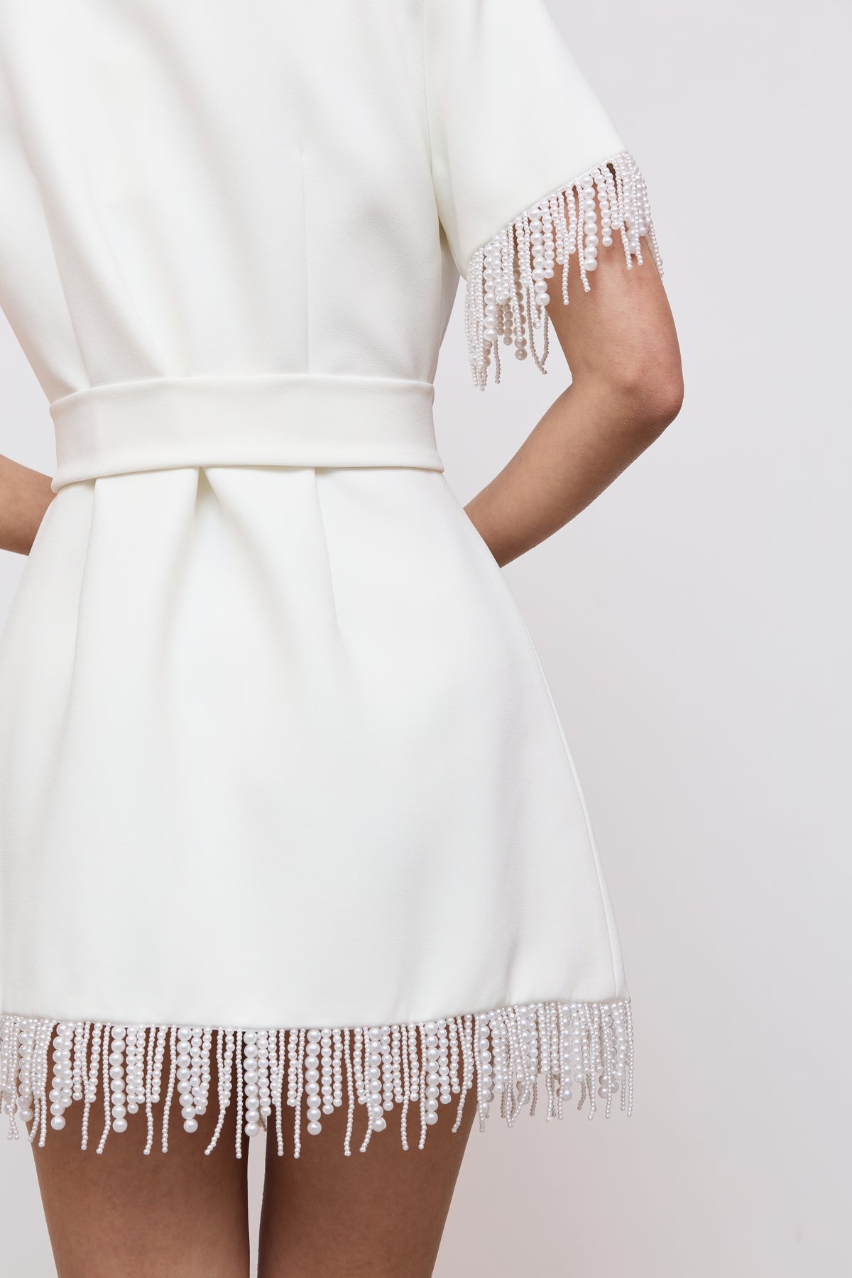 Pearl Trim Wrap Dress