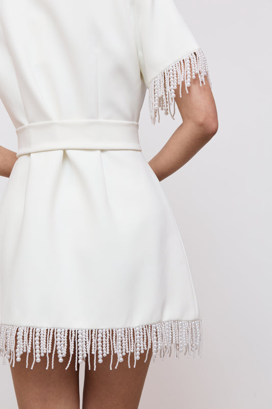 Pearl Trim Wrap Dress