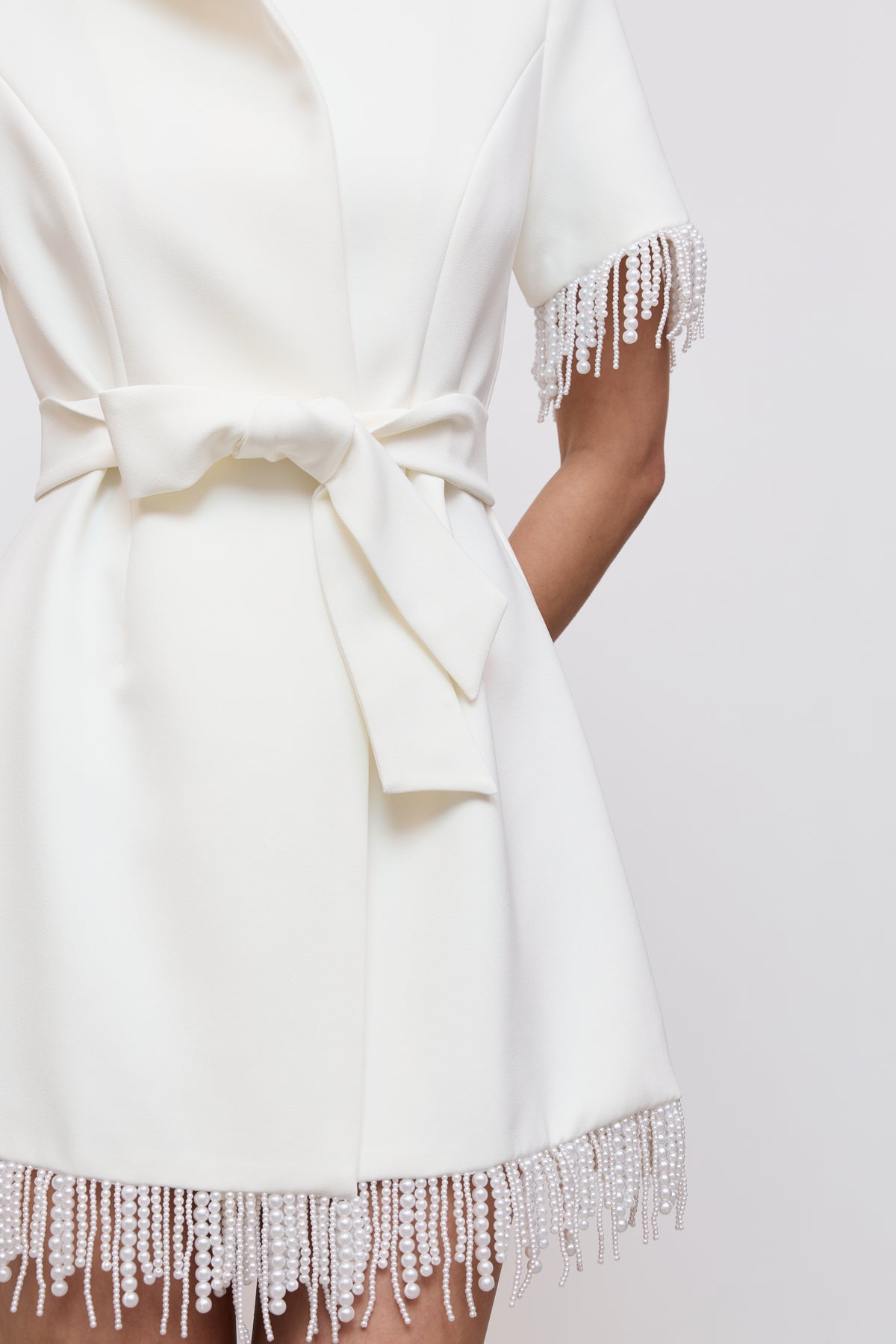 Pearl Trim Wrap Dress