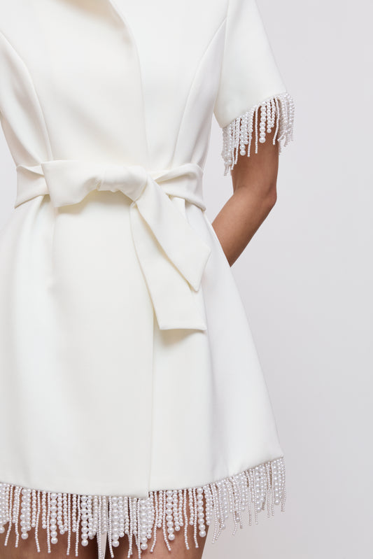 Pearl Trim Wrap Dress