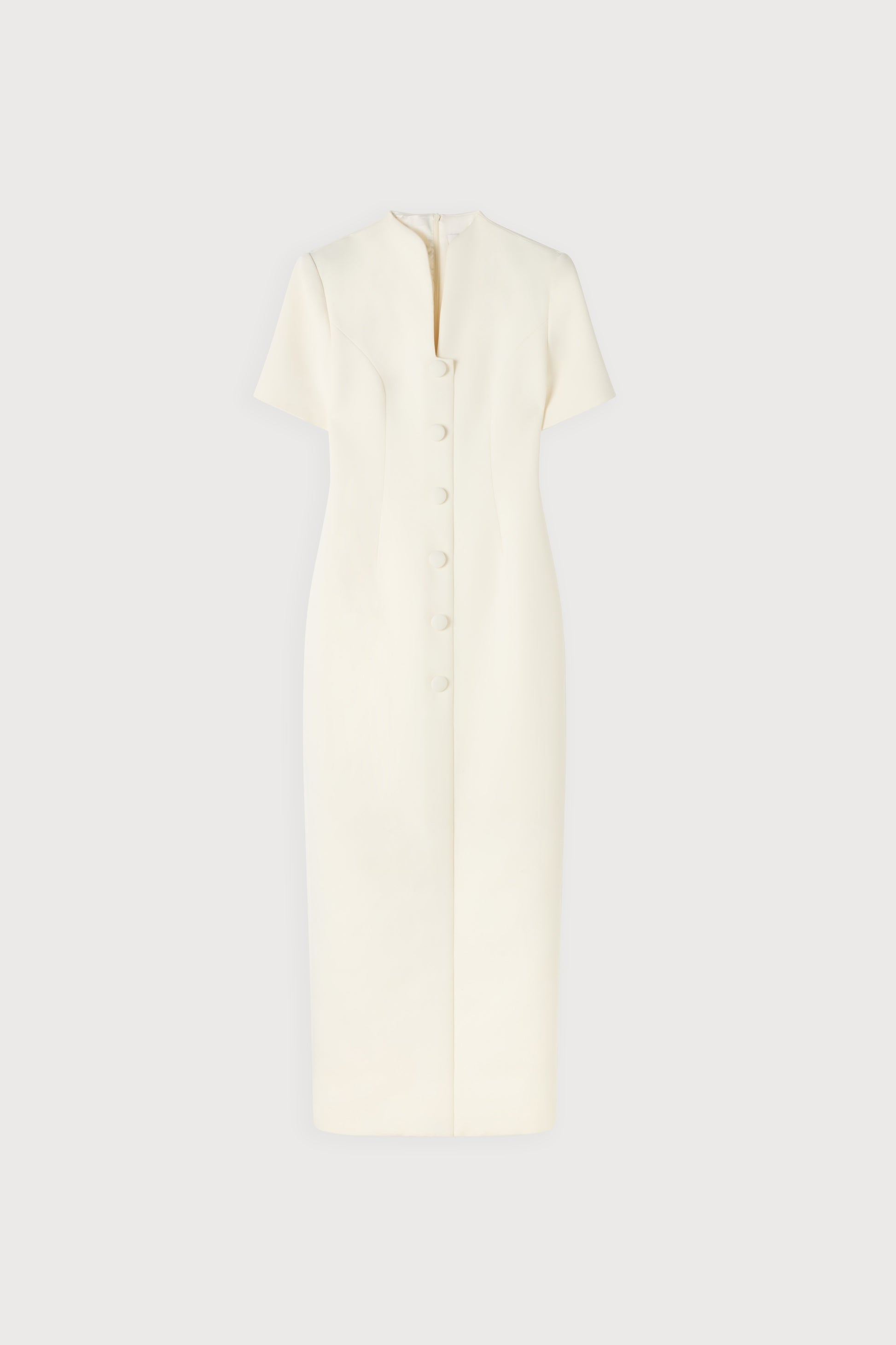Cotton Mix Button Midi Dress