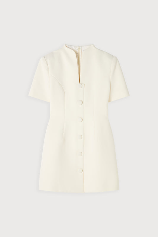 Cotton Mix Button Mini Dress