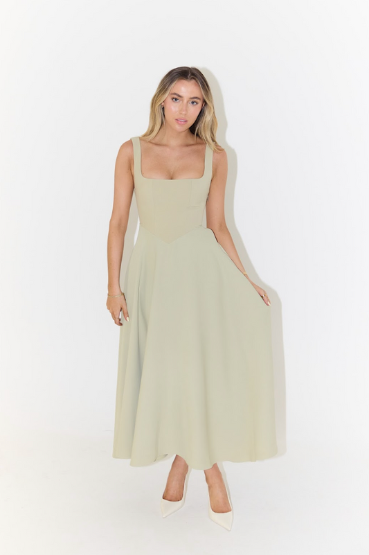Square Neck Midi Dress