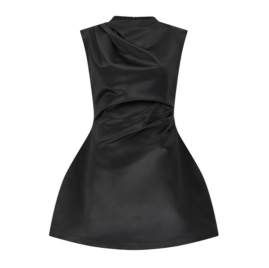 Satin Straight Neck Mini Dress