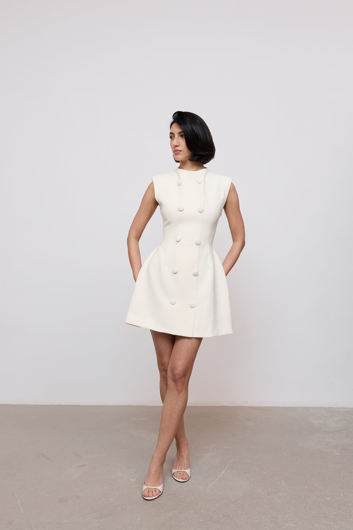 Sleeveless Button Mini Dress