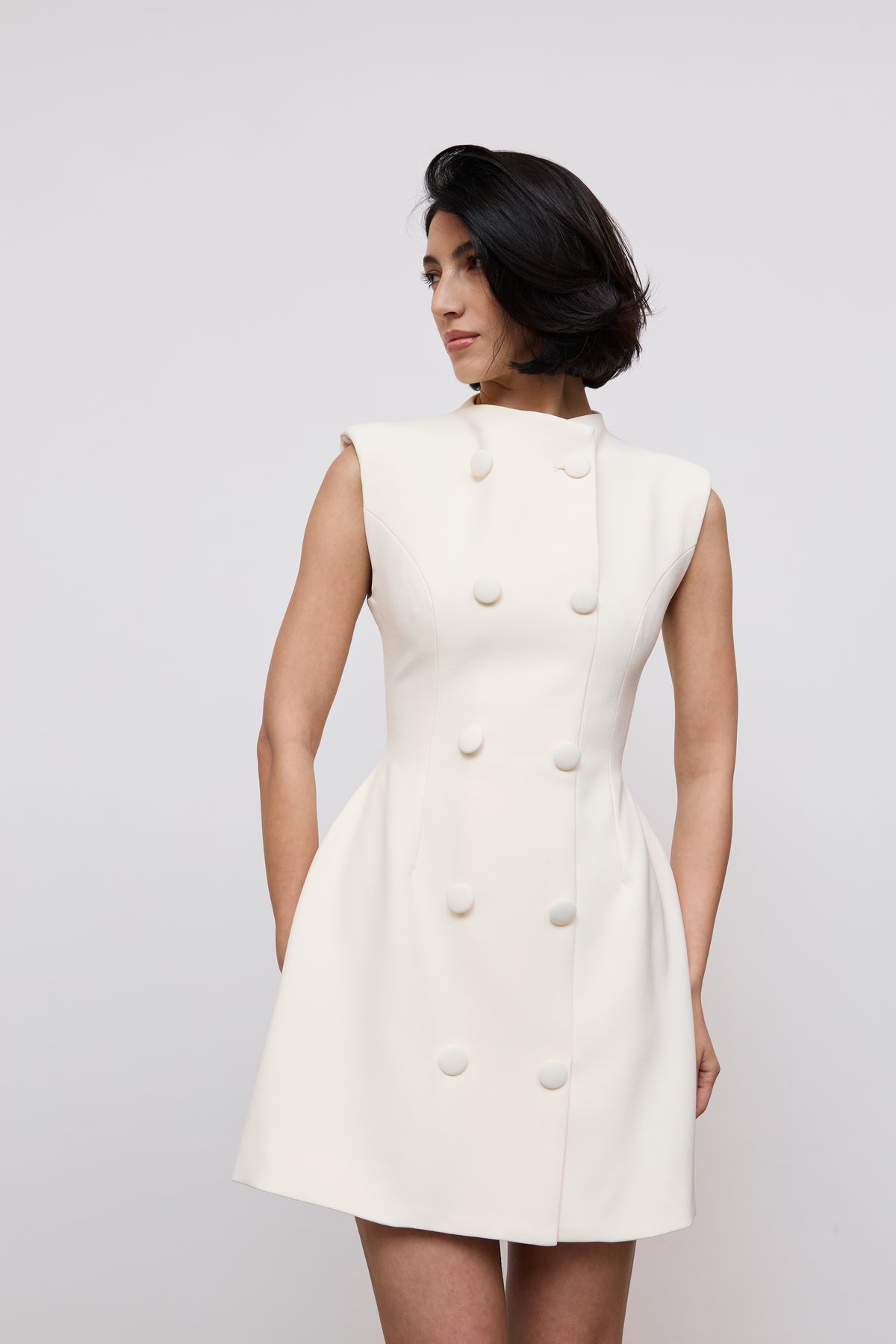 Sleeveless Button Mini Dress