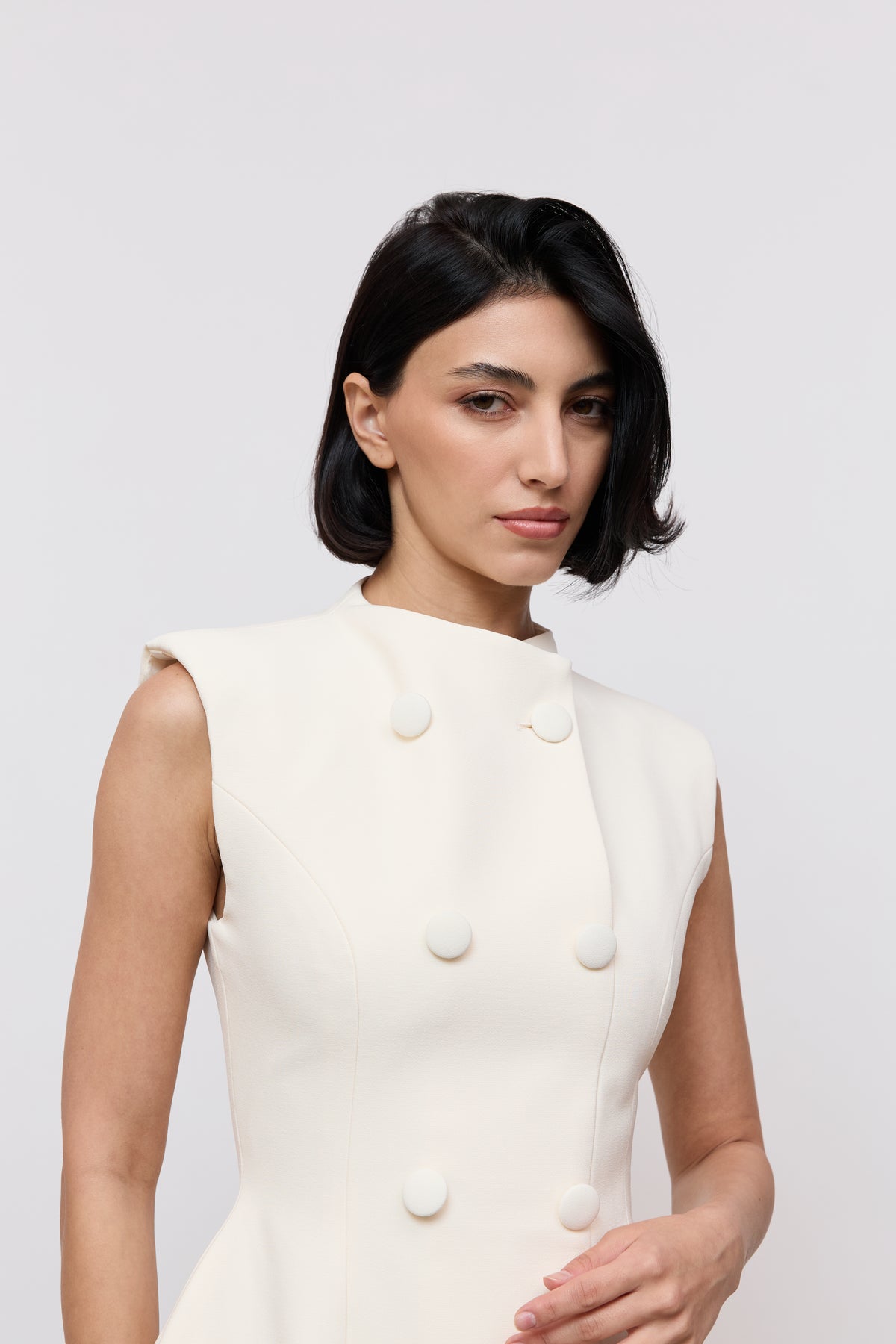 Sleeveless Button Mini Dress